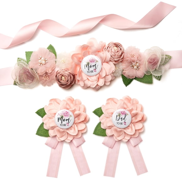 Set de faja de maternidad Noah Baby Mom to Be Dad to Be Pink