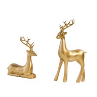Bothyi - Adornos De Estatua De Reno Estatua De Ciervo Moderna Para Estantería De Escritorio Casa De Campo Dorada