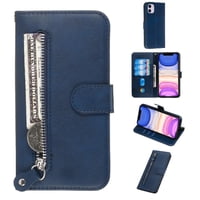 Gangxun - Funda Con Cremallera Para Iphone 12, Carcasa Cartera De Cuero Pu Con Soporte Y Tarjetero