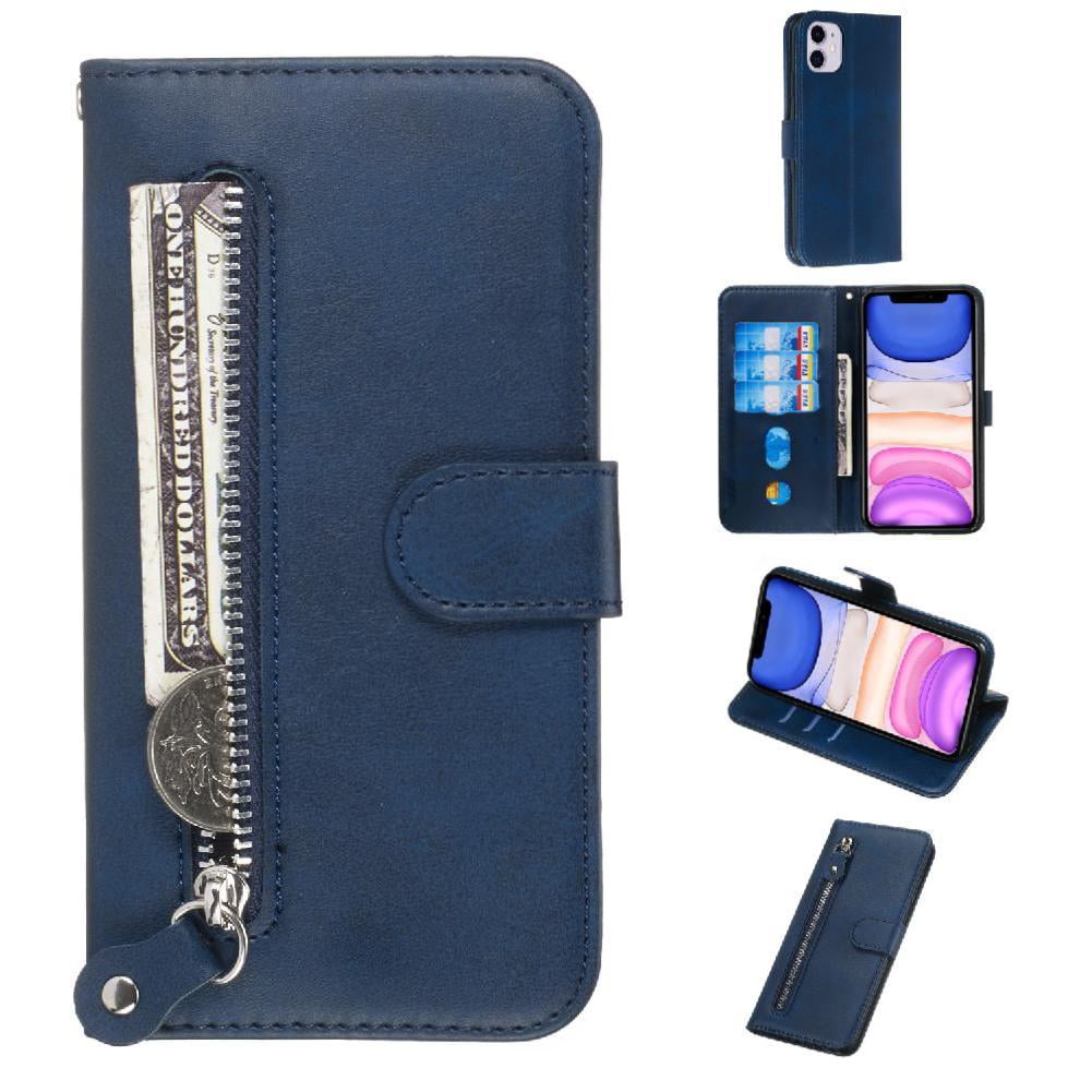 Gangxun - Funda Con Cremallera Para Iphone 12, Carcasa Cartera De Cuero Pu Con Soporte Y Tarjetero