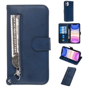 Gangxun - Funda Con Cremallera Para Iphone 12, Carcasa Cartera De Cuero Pu Con Soporte Y Tarjetero