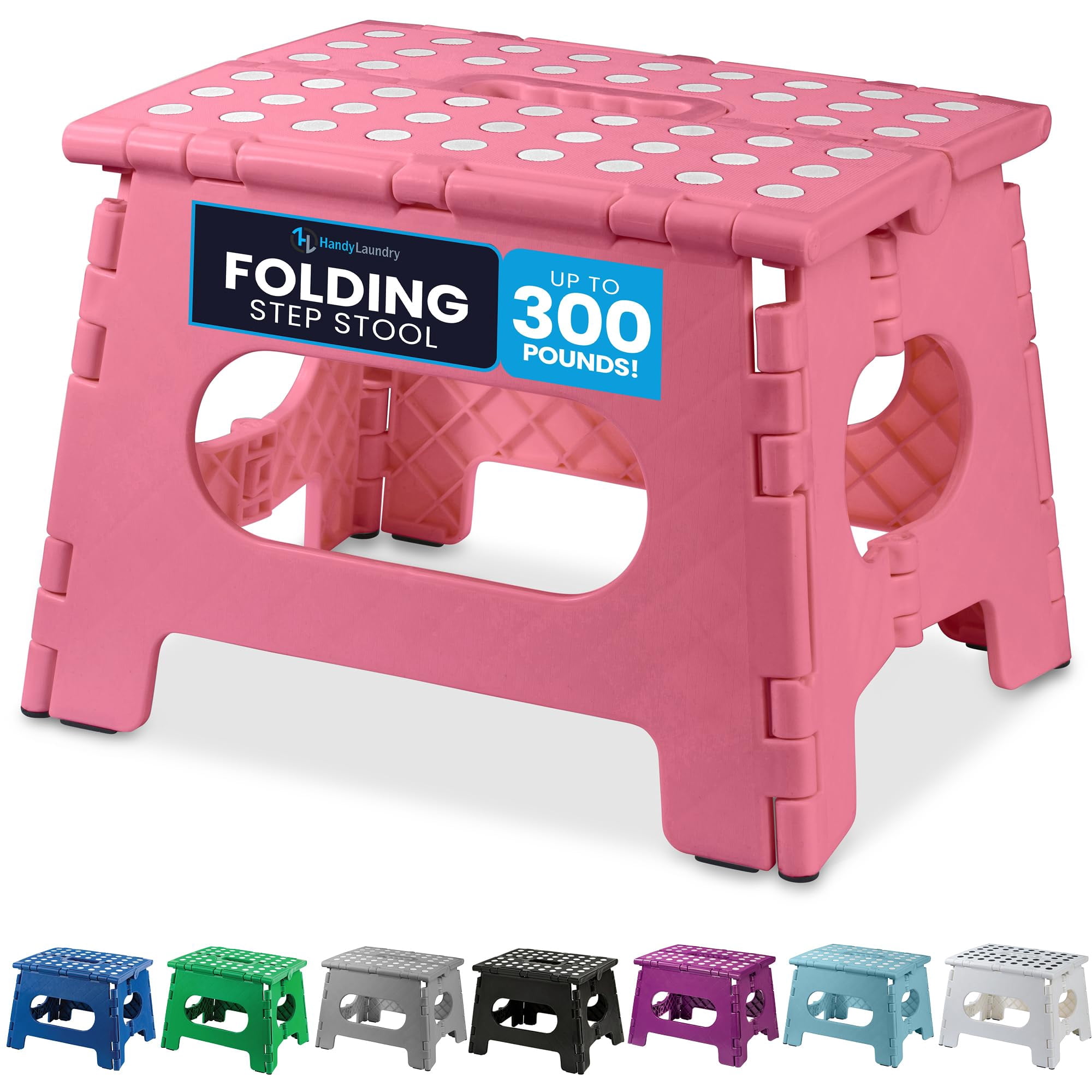Taburete Plegable Handy Laundry Para Adultos Y Niños, Color Rosa