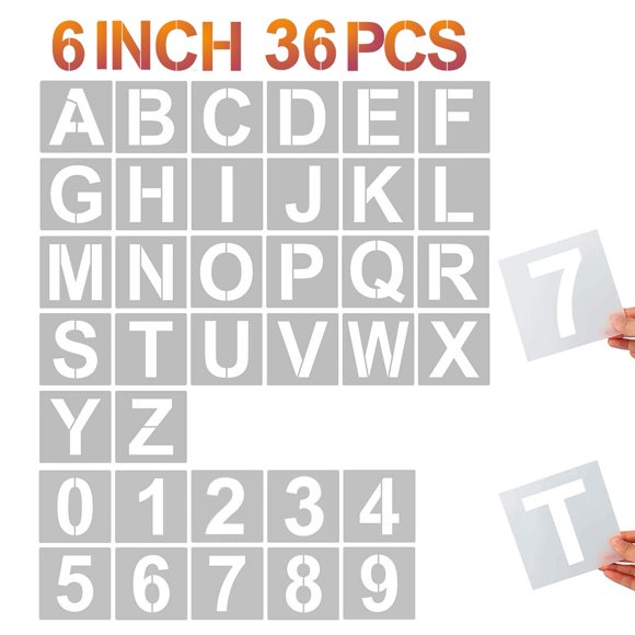 Plantillas de Letras YEAJON 15 cm 36 piezas reutilizables de plástico