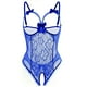 thumbnail image 3 of Erotic Floral Lace Bow Mesh Teddy, Hollow Out Open Bust Open Crotch Ruffle Bodysuit, Women's Sexy Lingerie & Underwear, 3 of 3
