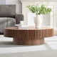 thumbnail image 3 of Modern Handcraft Drum Coffee Table Length 43.7 inch Ellipse Coffee Table for Living Room,Oval Small Coffee Table with Sturdy Pedestal,Walnut MDF, 3 of 3