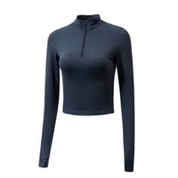 Samia - Poleron Crop Con Cierre Corto Negro Xs