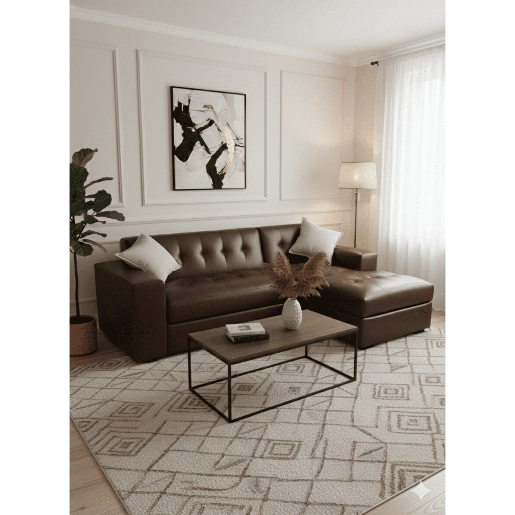 Muebles New - Seccional Milan Izquierdo Chocolate Ecocuero