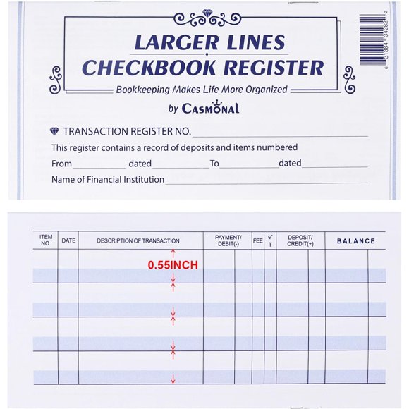 Registro de cheques CASMONAL Larger Lines 6 x 3 in