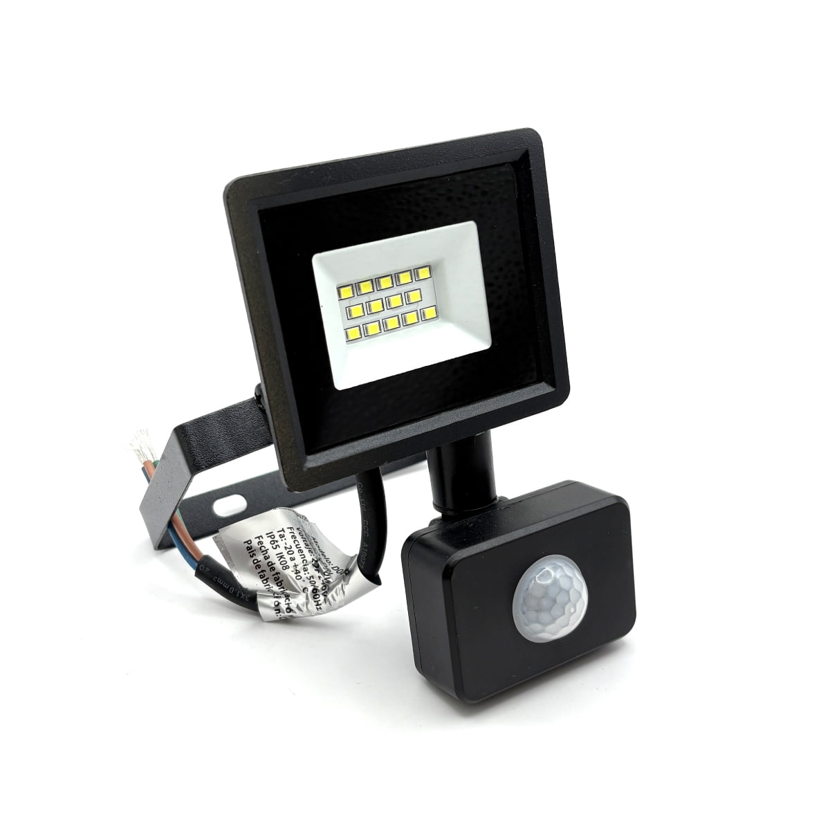 Teimporta - Foco Proyector Led Reflector Con Sensor 10w Ip65 Luz Blanca Negro Blanco Frío