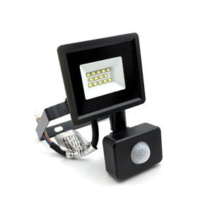Teimporta - Foco Proyector Led Reflector Con Sensor 10W Ip65 Luz Blanca Negro Blanco Frío