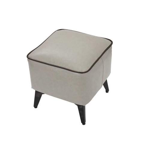Sohogar - Taburete Reposapiés Otomano Cuadrado Eco Cuero Gris