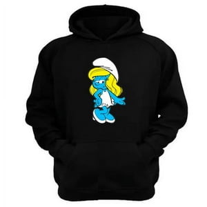 Genérico - Polerón Canguro Pitufina Negro Talla L Unisex