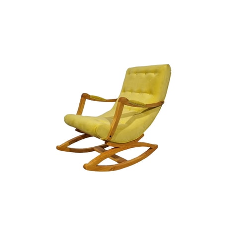 Diseños Valestrini - Silla Mecedora Con Apoya Brazo Felpa Ocre