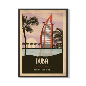 Creango - Cuadro Poster Enmarcado Dubai Burj Al Arab Decorativo