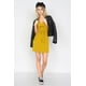 thumbnail image 5 of Vestido Casual Mini de Color Mostaza con Cuello en V, Mangas Cortas y Ribete Liso, 5 of 5