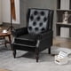 thumbnail image 1 of Wood Frame Armchair, Modern Accent Chair Lounge Chair with Sturdy Wood Legs for Living Room Bedroom (Black PU), 1 of 3