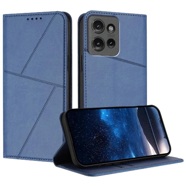 Funda Cartera Magnética para Motorola Edge 50 Protección Antichoque con Ranuras Azul