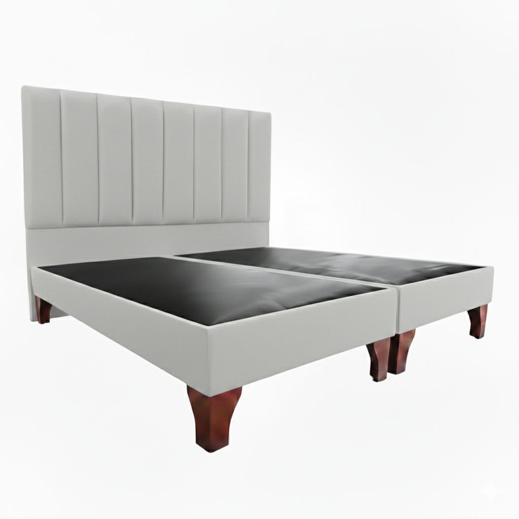 Vitelio - Cama 2 Plazas Modular Base Color Gri + Respaldo