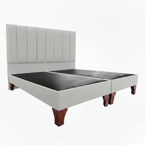 Vitelio - Cama 2 Plazas Modular Base Color Gri + Respaldo