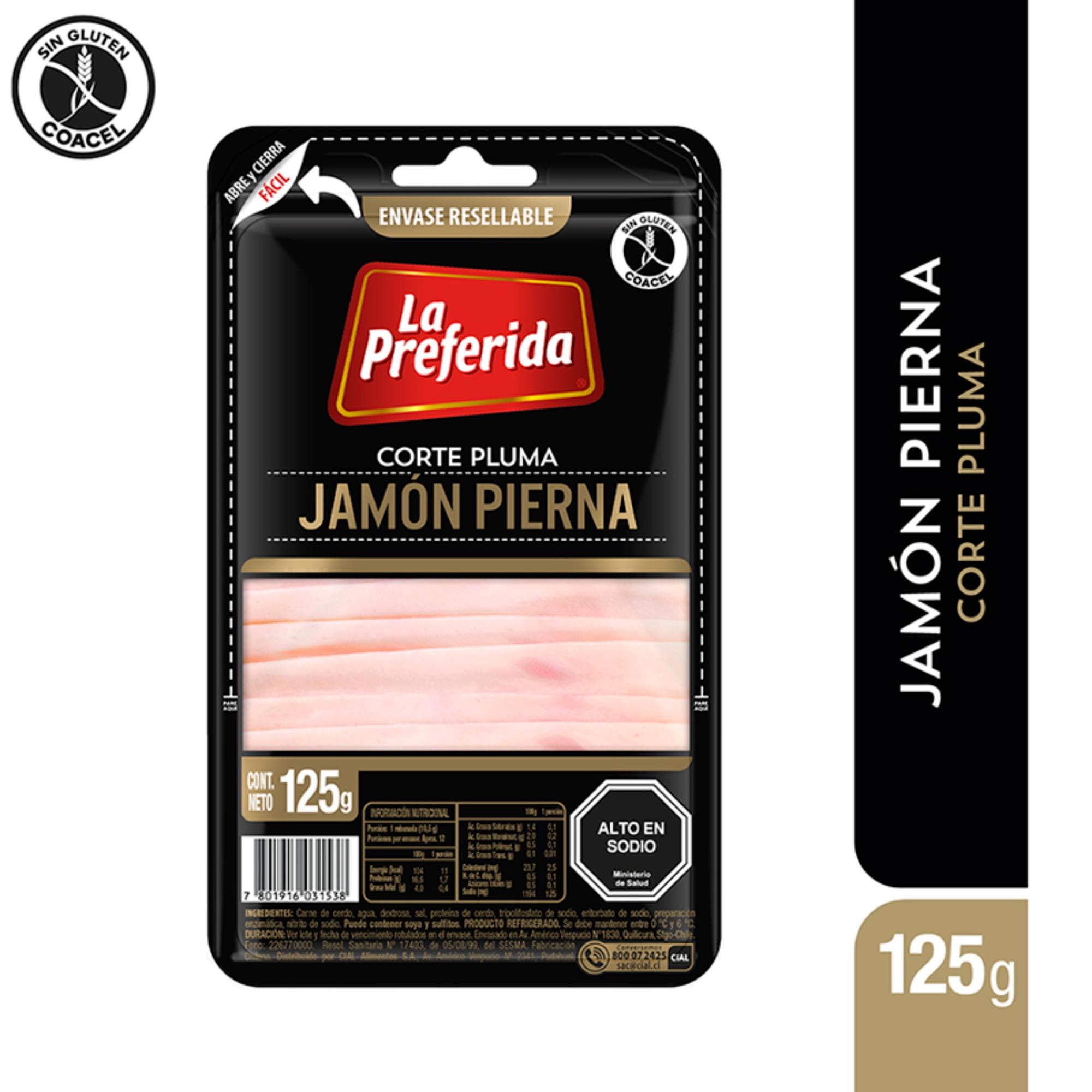 Jamón Pierna Corte Pluma Tradicional 125 g La Preferida