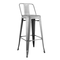 Tolix - Pack 4 Pisos 77Cm Plata Respaldo Bajo, Bar