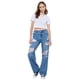 thumbnail image 1 of Jeans Mujer Straight Fit Full Roturas Azul Medio Corona, 1 of 5