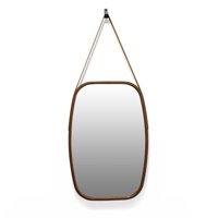 Oem - Espejo Rectangular Colgante Con Cuerda Cuero 65Cm