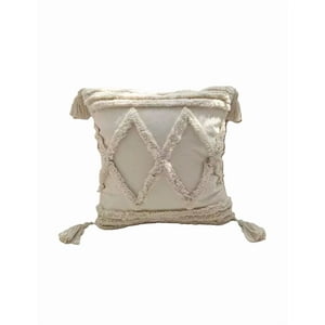 Genérico - Piecera De Cama Diseño Boho 2P Y King + Fundas Decoración Boho Color Crema