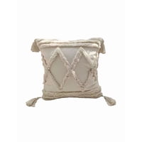 Genérico - Piecera De Cama Diseño Boho 2P Y King + Fundas Decoración Boho Color Crema