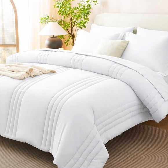 CozyLux Juego de Cama King California Blanco – 7 Piezas en Bolsa