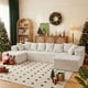 thumbnail image 3 of 130" Boneless Couch, Cloud Couch Sectional, Corduroy Sofa for Living Room, U Shaped Modular Sofa with Chaise, No Assembly, 4 Seats Oversized (Beige), 3 of 3