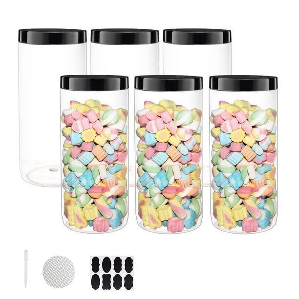 Frascos plásticos para almacenamiento de alimentos BPFY, boca ancha, 1500 ml, paquete de 6