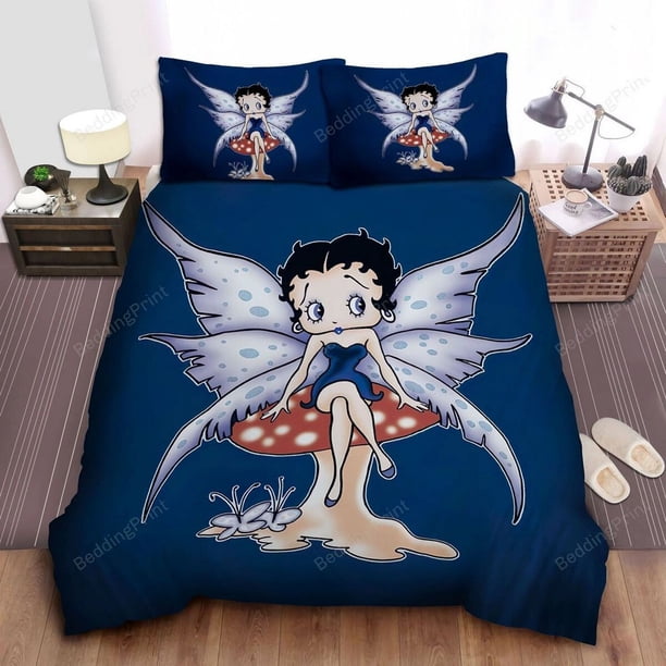 Fairy Betty Boop Mushroom Bed Cover Duvet Cover Bedding Set3-Piece Bedding Set (1 Duvet Cover + 2 Pillow Shams)