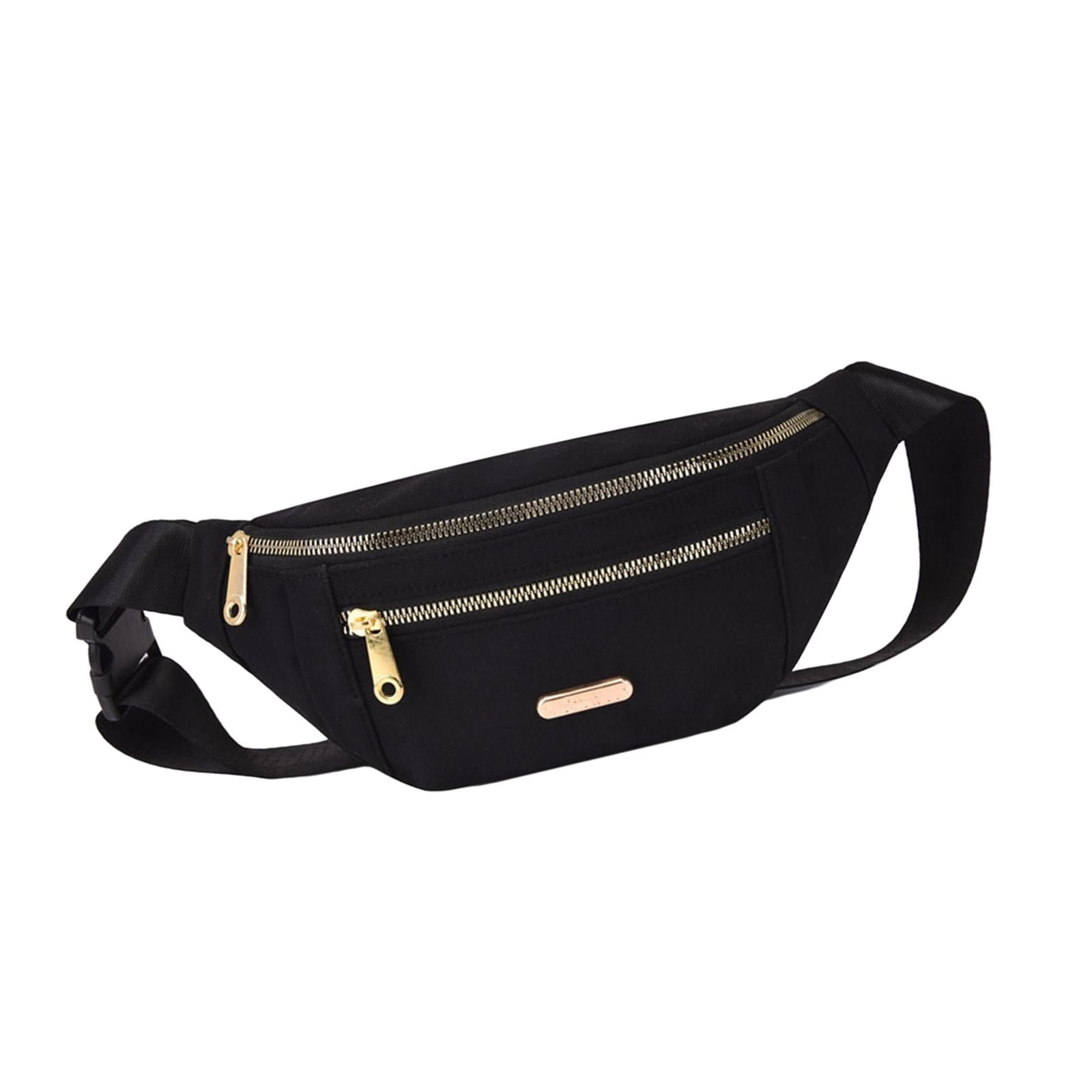 Magideal - Riñonera Para Mujer, Riñonera, Cinturón Ajustable, Bolsillos Con Cremallera, Riñonera, Riñonera, Viaje, Ciclismo, Deportes , Negro 30cmx14cmx7cm