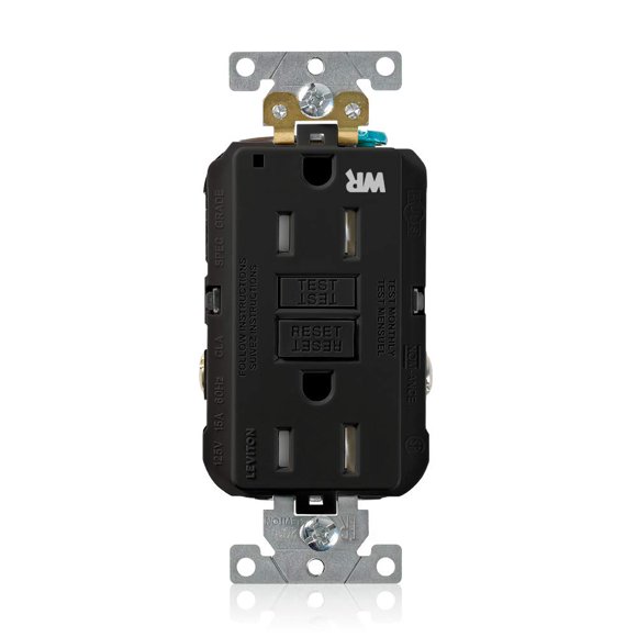 Receptáculo GFCI Leviton 15A-125V extra resistente negro