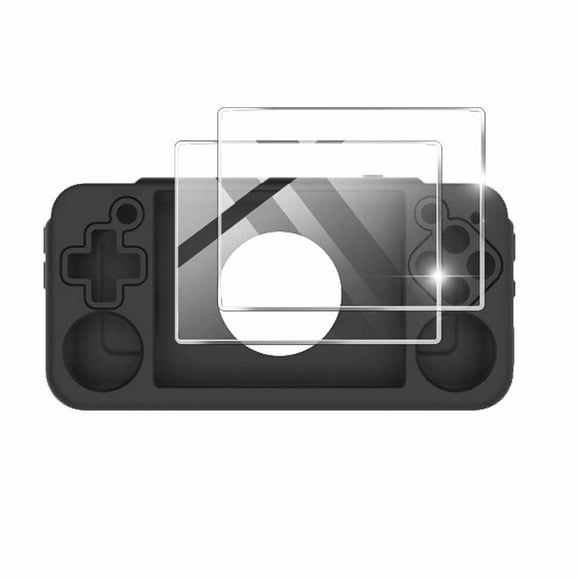 2-IN-1Cubierta protectora de silicona antiarañazos y protector de pantalla para el accesorio ANBERNIC RG35XX H-Negro