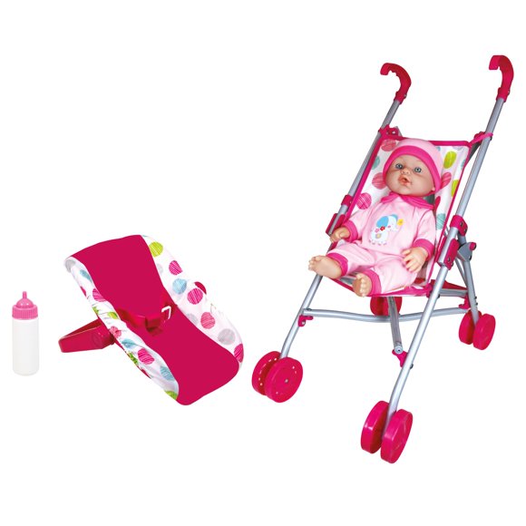Set de Muñeca Bebé Lissi 12" Cochecito Elefante Rosa