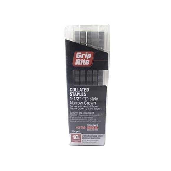Staple Grip-Rite MAXB64912, 38 mm, acero inoxidable 316, 18 GA, 500 unidades