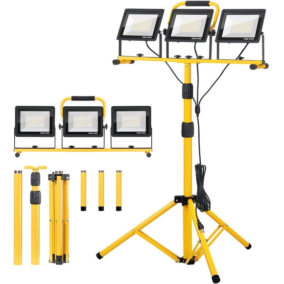 Luces de trabajo LED Zetunlo de 21000 lm con soporte, 3 cabezales, IP66, cable de 16 m