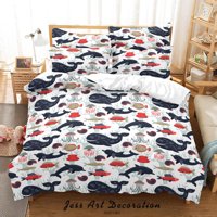 Milsleep - 3D Océano Colorido Pulpo Medusas Delfín Ballena Patrón Edredón Set