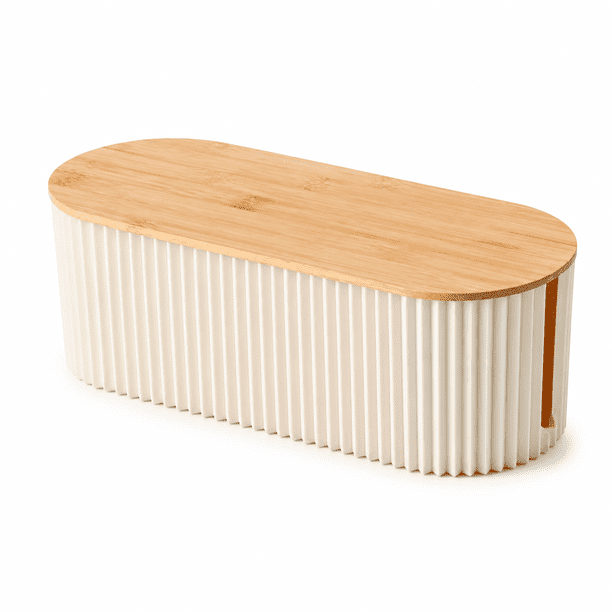 Caja Organizadora De Almacenamiento De Cables Soporte Con Tapa de Bambu