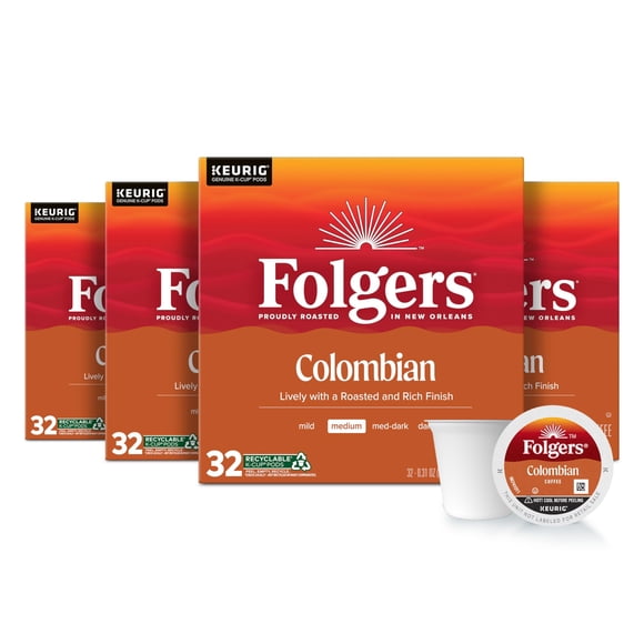 Café Keurig K-Cup Pods Folgers Colombian Medium Toast 32 x 4