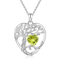 Collar Heshpaws Tree Of Life Con Piedra De Cumpleaños Corazón Plata 925