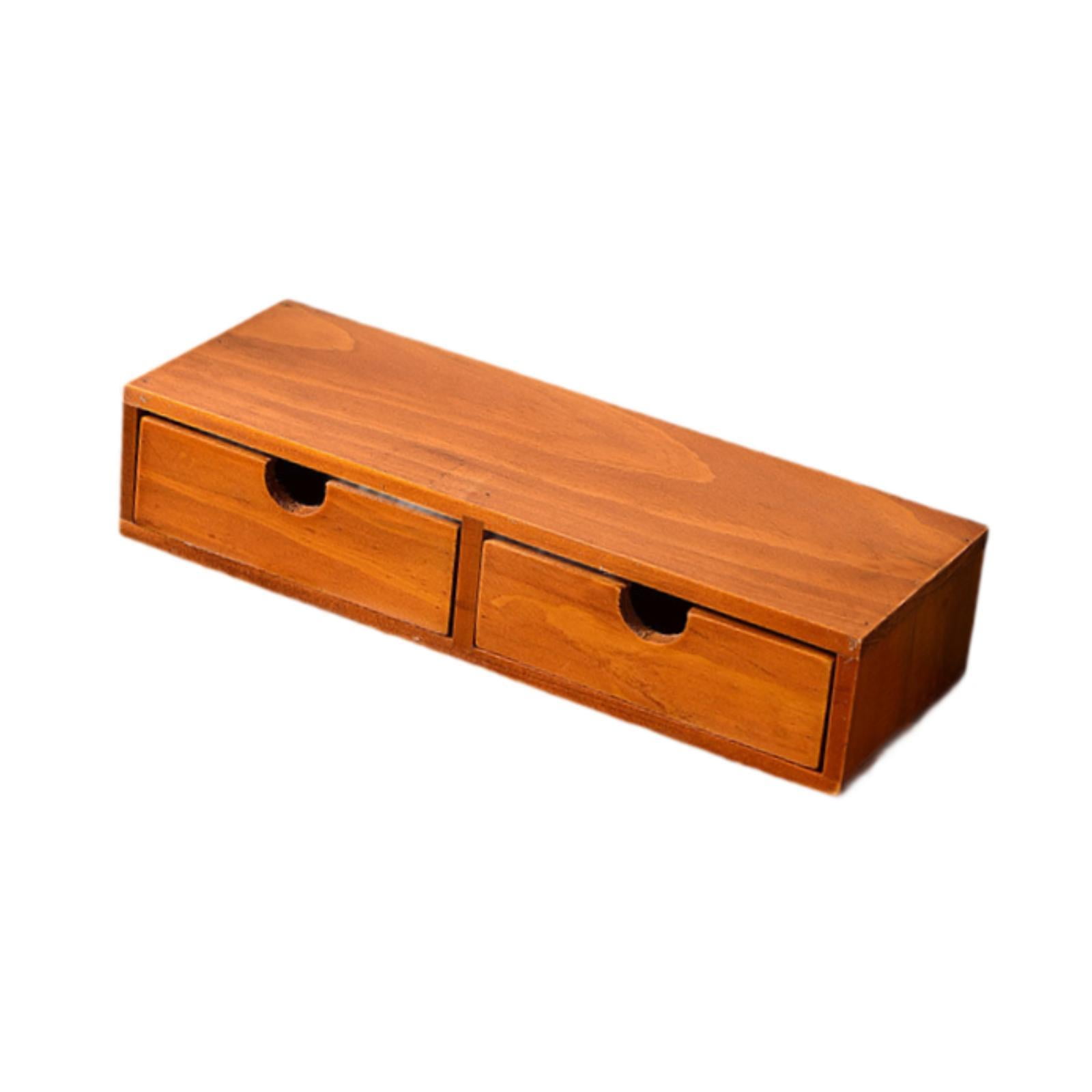 Magideal - Organizador De Escritorio Con Cajón De Almacenamiento De Madera Maquillaje De Maquillaje Diario De La Organización Rústica Contenedor De La Cápsula De 32 Cm X 12 Cm X 7 Cm