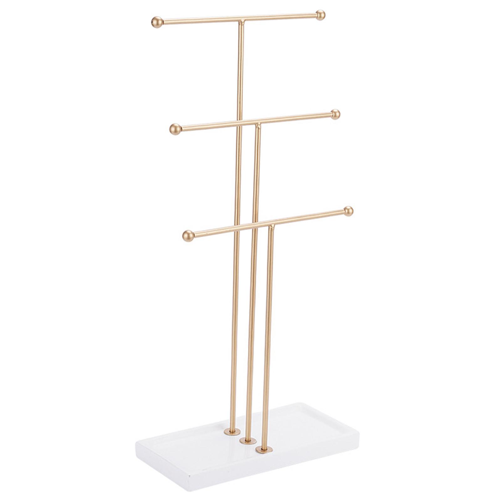 Magideal - Estante De Exhibición De Joyería De Barra En Capas, Escritorio Para Mujeres Y Niñas Con Bandeja, Organizador De Soporte De Joyería Para Anillos , Dorado