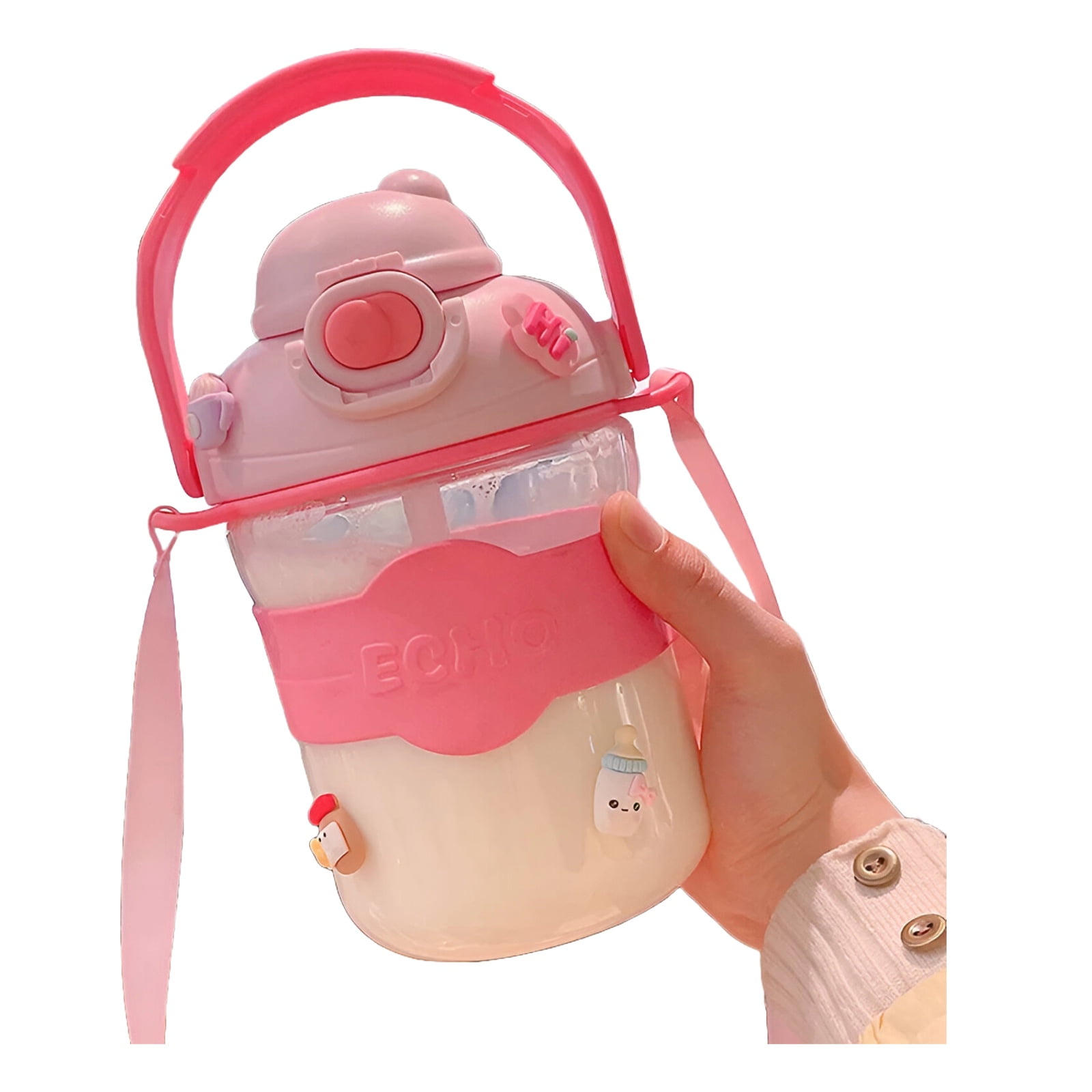 Rondon - Botella De Agua Kawaii Vaso Con Pajita Cap 1.1l Para Niñas