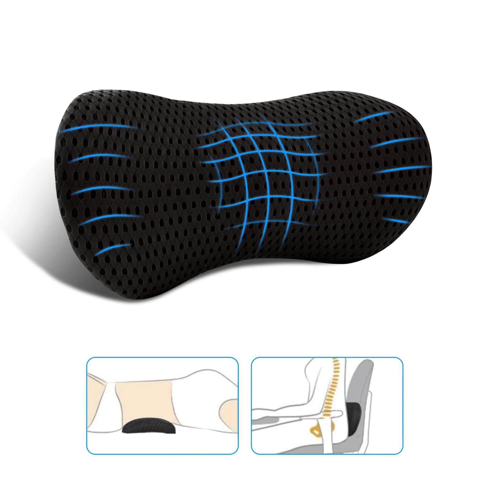Almohada De Soporte Lumbar Fousupdt De Espuma Viscoelástica Para Silla De Oficina