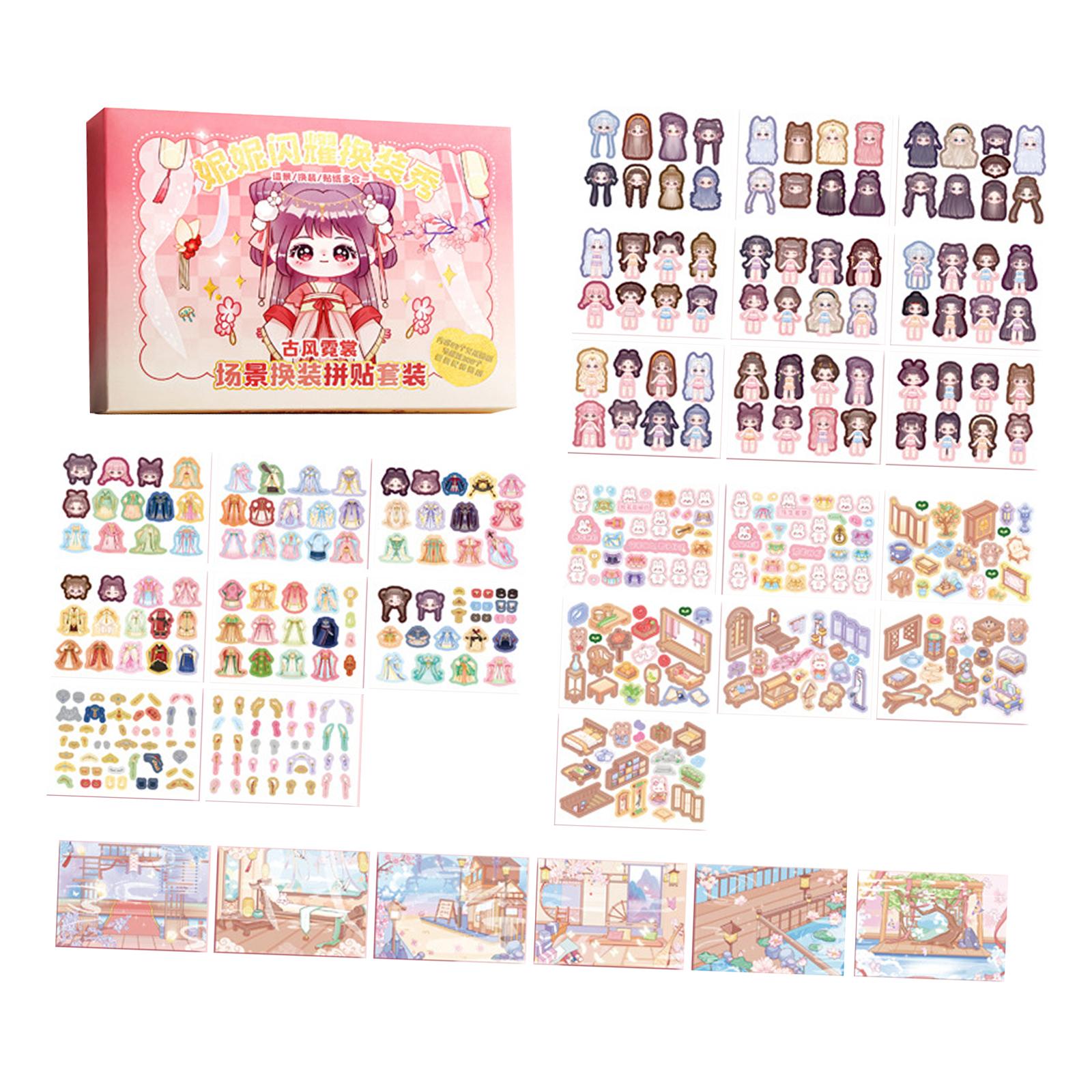 Magideal - Haz Tu Propio Libro De Pegatinas Reutilizable Para Niños, Álbum De Recortes, Vestido Colorido, Juguete De Pegatinas Para Recuerdos De Fiesta, Niñas Y Costumbres Antiguas