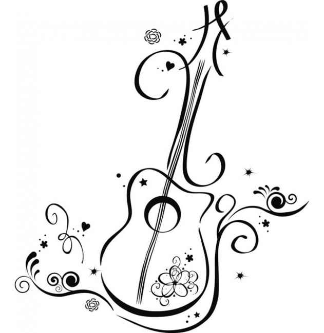 Rienda Libre Graphics - Decomural Floral Guitar Musical Instruments Ws-17816