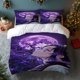 thumbnail image 1 of 3pcs Butterfly Purple Moon Night Theme Printed Bedding Set | Polyester Wrinkle-resistant, 1 of 1